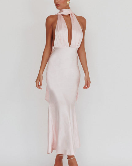 Blush Azure Halterneck Rose Dress