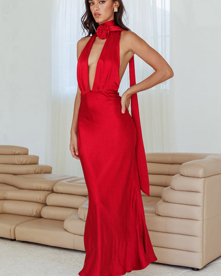 Cherry Azure Halterneck Rose Dress