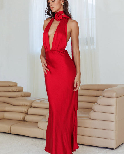 Cherry Azure Halterneck Rose Dress