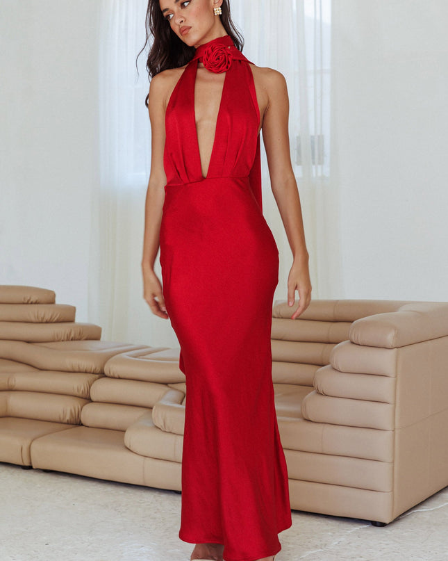 Cherry Azure Halterneck Rose Dress