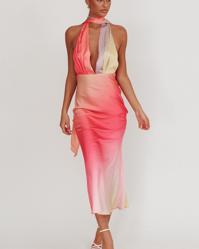 Tangerine Azure Halterneck Maxi Dress