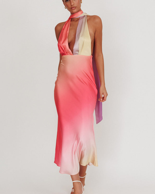 Tangerine Azure Halterneck Maxi Dress