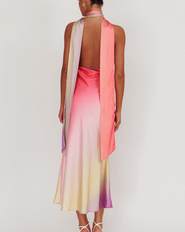 Tangerine Azure Halterneck Maxi Dress