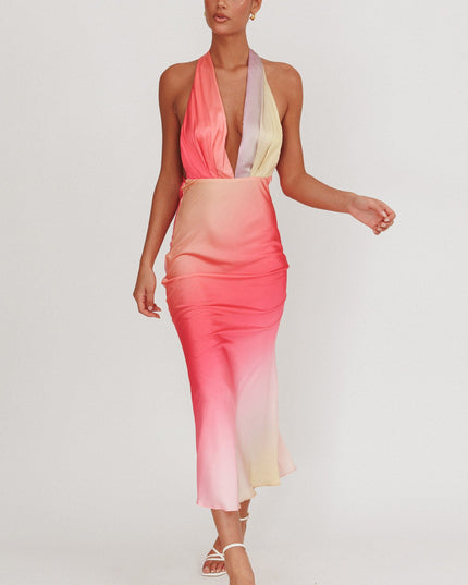 Tangerine Azure Halterneck Maxi Dress