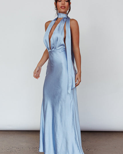 Blue Azure Halterneck Maxi Dress
