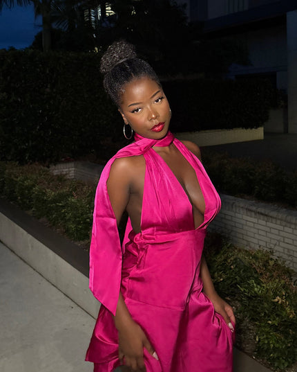 Hot Pink Halterneck Mini Dress