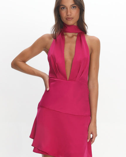 Hot Pink Halterneck Mini Dress