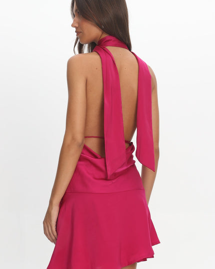 Hot Pink Halterneck Mini Dress