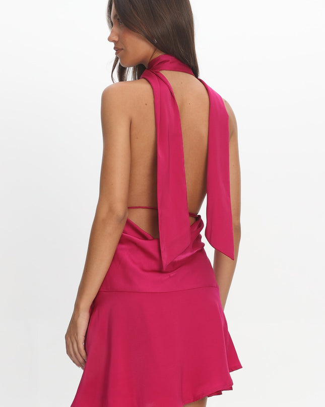 Hot Pink Halterneck Mini Dress