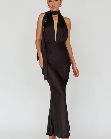 Black Azure Halterneck Maxi Dress