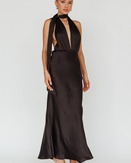 Black Azure Halterneck Maxi Dress