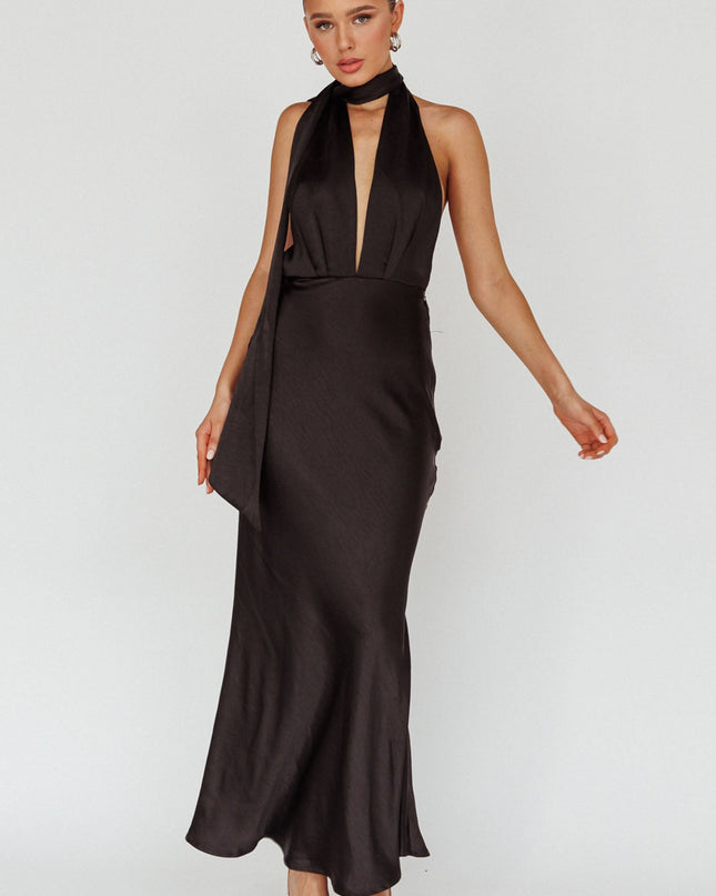 Black Azure Halterneck Maxi Dress