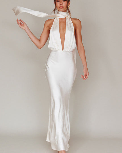 Oyster Azure Halterneck Maxi Dress