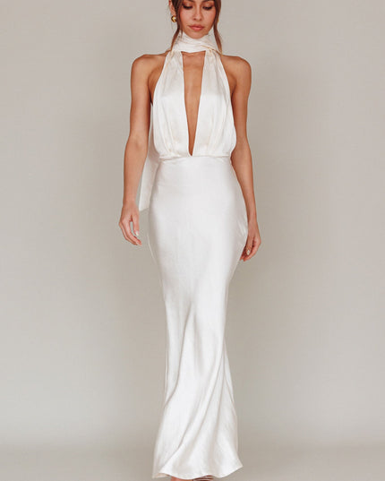 Oyster Azure Halterneck Maxi Dress