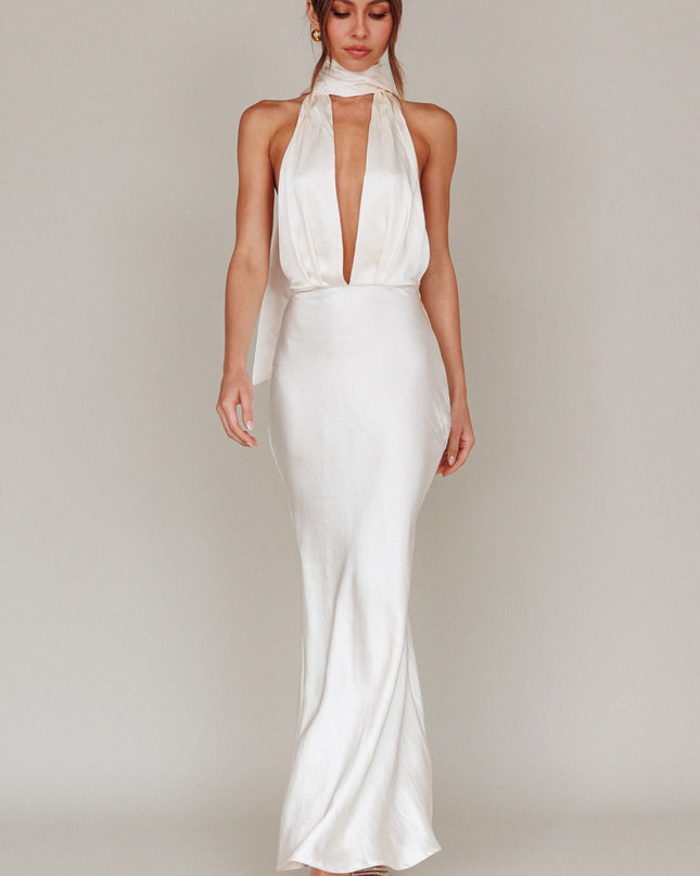 Oyster Azure Halterneck Maxi Dress