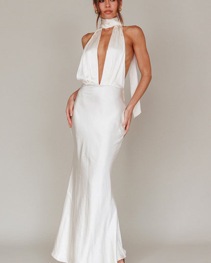 Oyster Azure Halterneck Maxi Dress