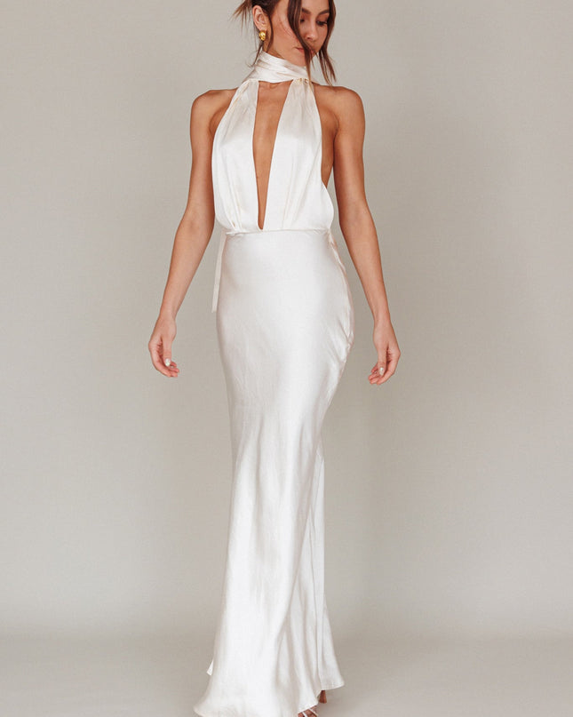 Oyster Azure Halterneck Maxi Dress