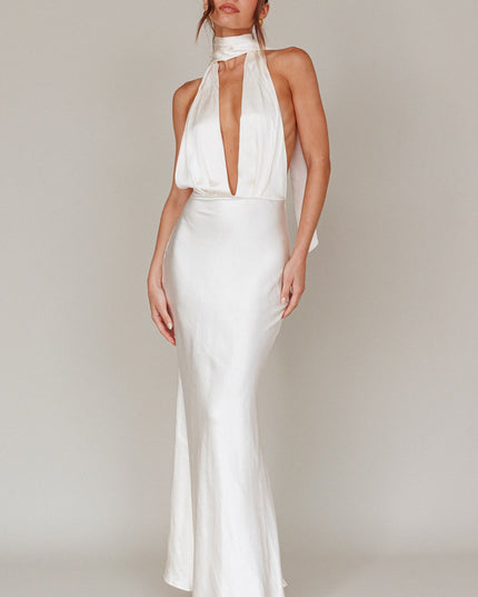 Oyster Azure Halterneck Maxi Dress