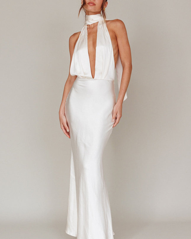 Oyster Azure Halterneck Maxi Dress