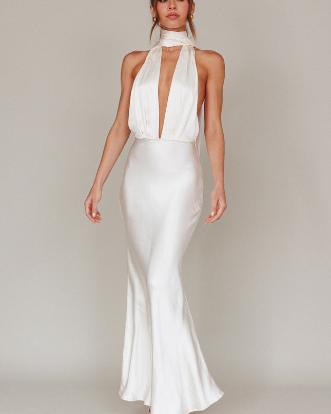 Oyster Azure Halterneck Maxi Dress