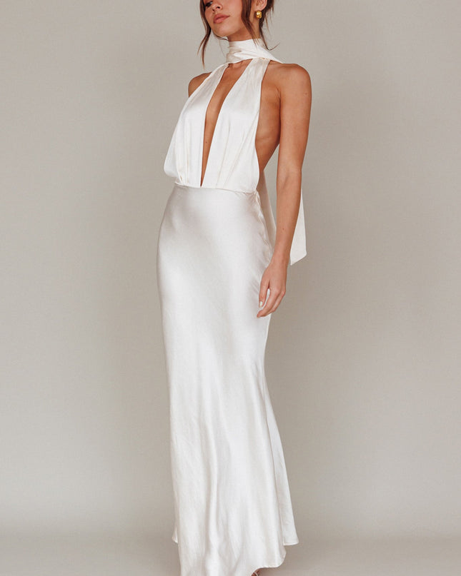 Oyster Azure Halterneck Maxi Dress