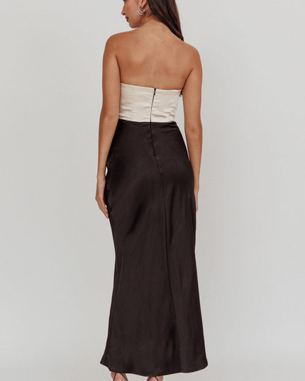 Black Strapless Split Maxi Dress