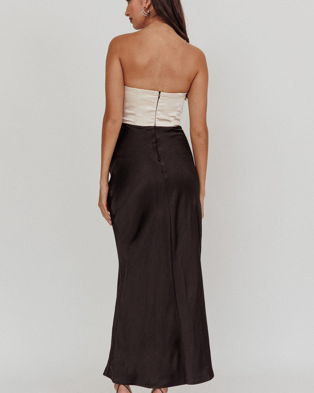 Black Strapless Split Maxi Dress