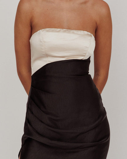 Black Strapless Split Maxi Dress