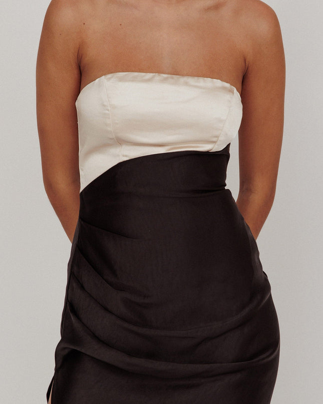 Black Strapless Split Maxi Dress