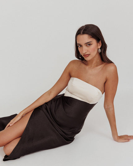 Black Strapless Split Maxi Dress