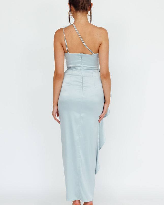 Pistachio One-Shoulder Split Midi Dress