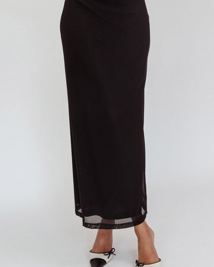 Black Mesh Maxi Skirt