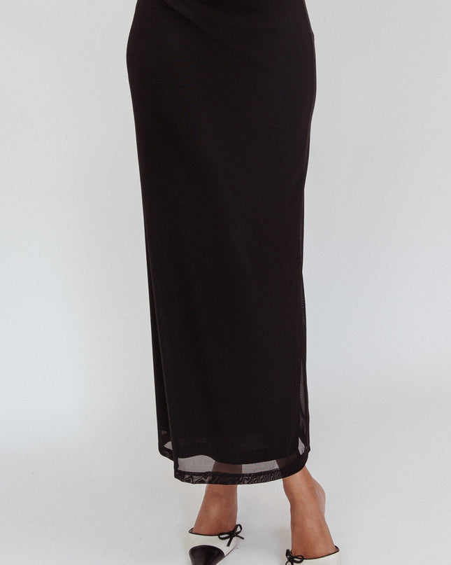 Black Mesh Maxi Skirt