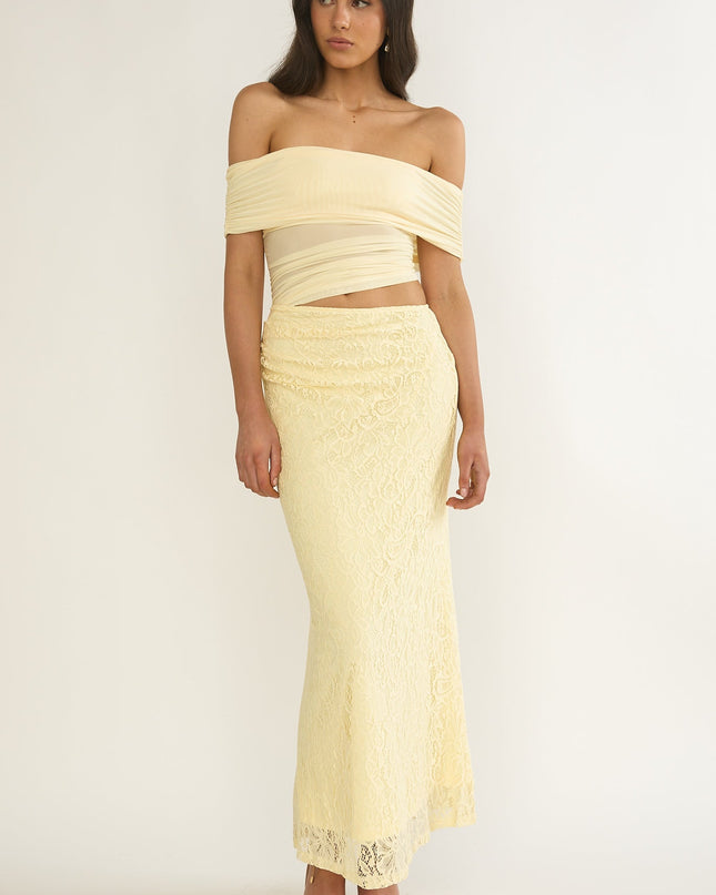 Butter Off-Shoulder Lace Maxi Dress