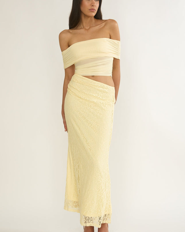 Butter Off-Shoulder Lace Maxi Dress