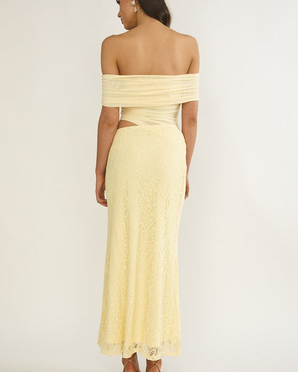 Butter Off-Shoulder Lace Maxi Dress