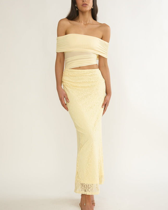 Butter Off-Shoulder Lace Maxi Dress