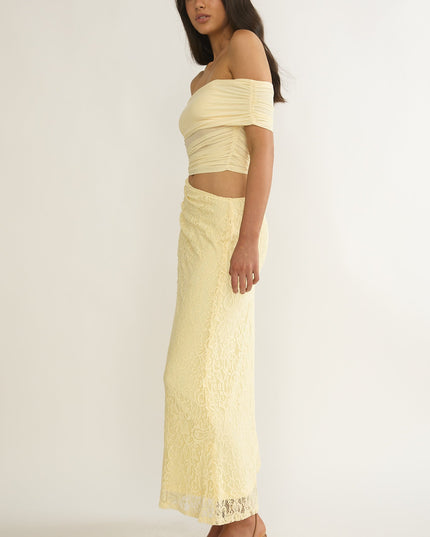 Butter Off-Shoulder Lace Maxi Dress