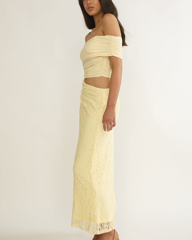 Butter Off-Shoulder Lace Maxi Dress