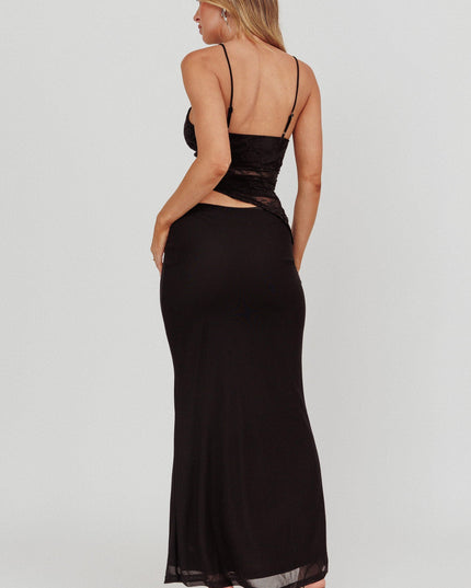 Black Lace Bodice Maxi Dress