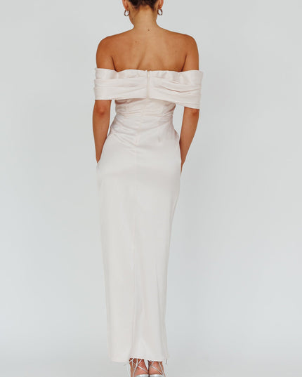 Pearl Off-Shoulder Twist Maxi Dress