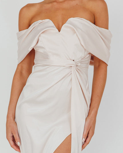 Pearl Off-Shoulder Twist Maxi Dress