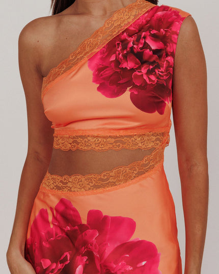 Orange One-Shoulder Cut-Out Maxi Dress