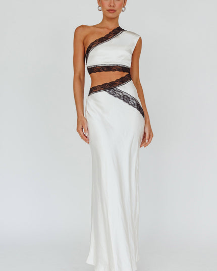 Champagne One-Shoulder Maxi Dress