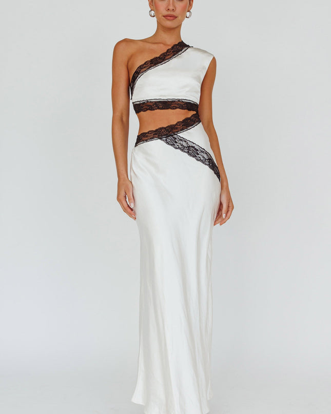 Champagne One-Shoulder Maxi Dress