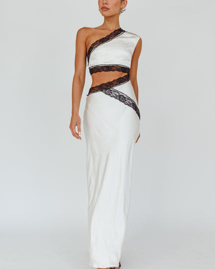 Champagne One-Shoulder Maxi Dress