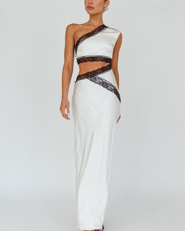 Champagne One-Shoulder Maxi Dress