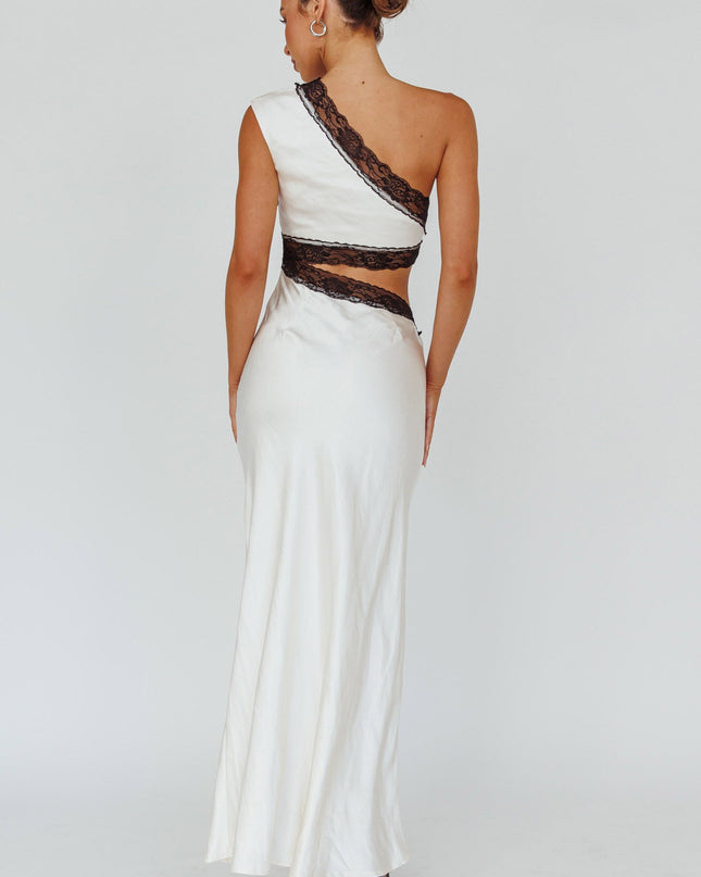 Champagne One-Shoulder Maxi Dress