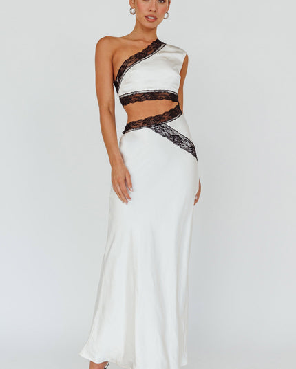 Champagne One-Shoulder Maxi Dress