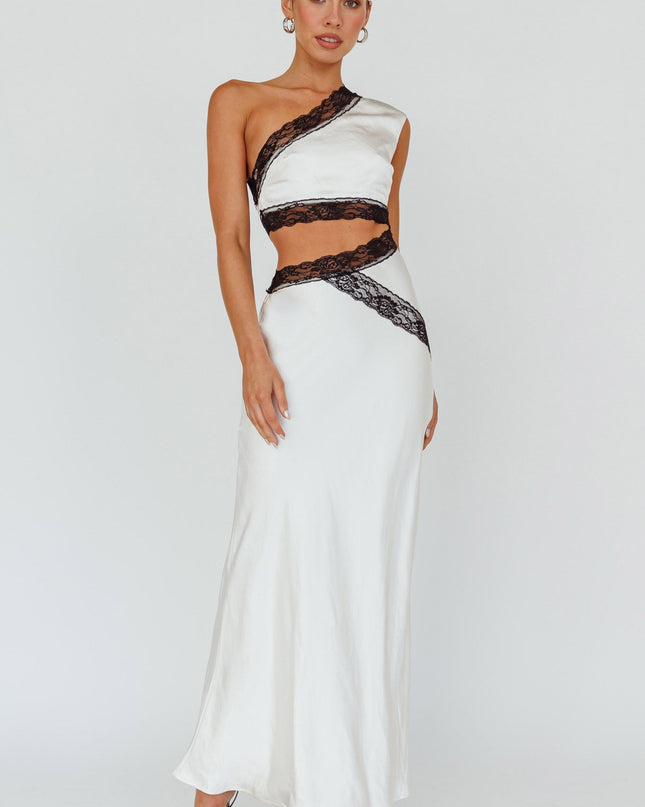 Champagne One-Shoulder Maxi Dress